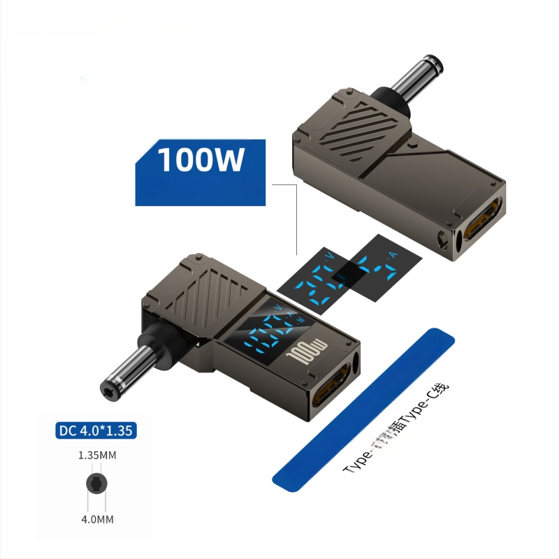 One Core Type-C към DC дигитален дисплей адаптер, PD 100W бързо зареждане, конвертор за зареждане на ноутбук