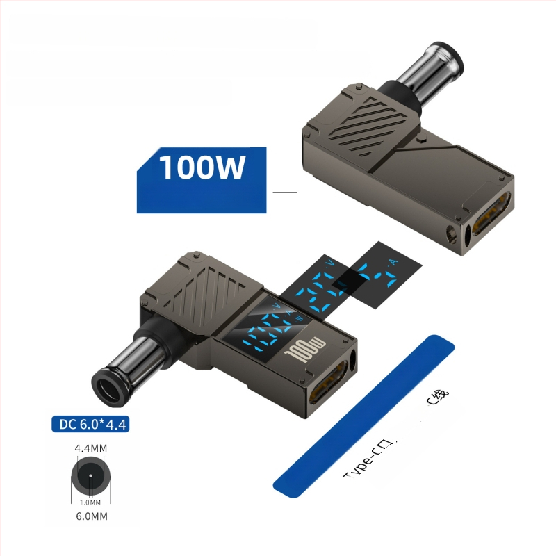 One Core Type-C към DC дигитален дисплей адаптер, PD 100W бързо зареждане, конвертор за зареждане на ноутбук