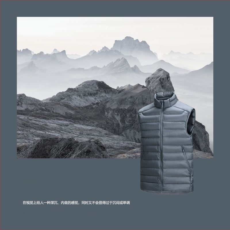 Εξωτερικό γιλέκο από πούπουλα με όρθιο γιακά – ελαφρύ, με σχέδιο πλέγμα και γέμισμα από λευκό πάπιου