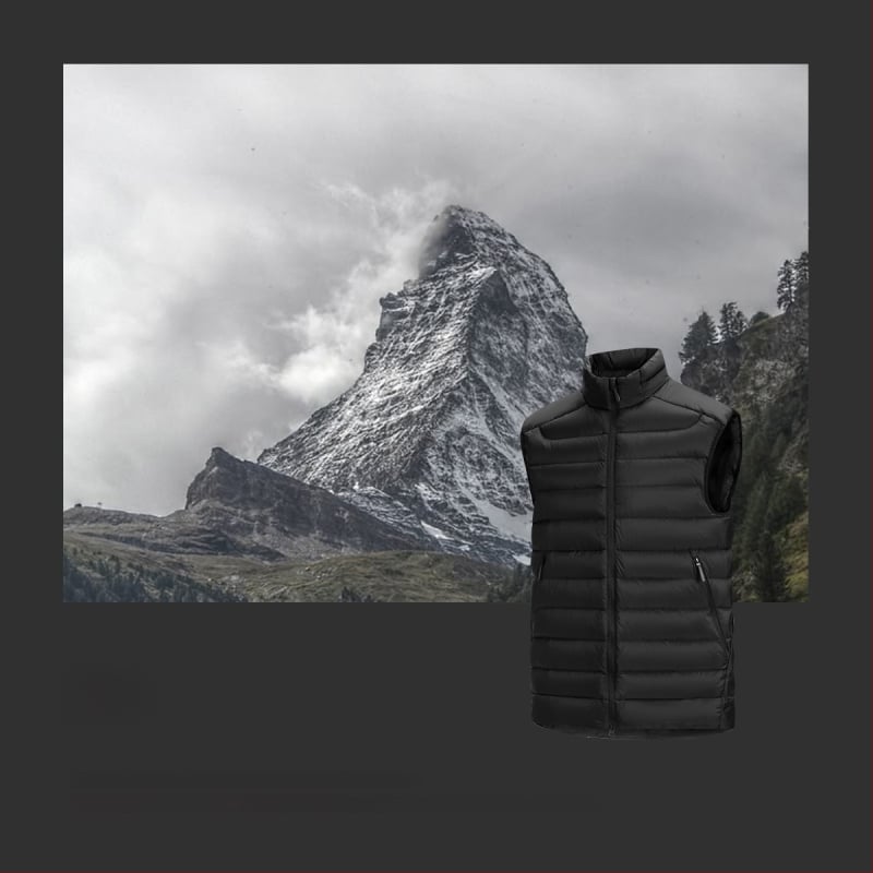 Εξωτερικό γιλέκο από πούπουλα με όρθιο γιακά – ελαφρύ, με σχέδιο πλέγμα και γέμισμα από λευκό πάπιου