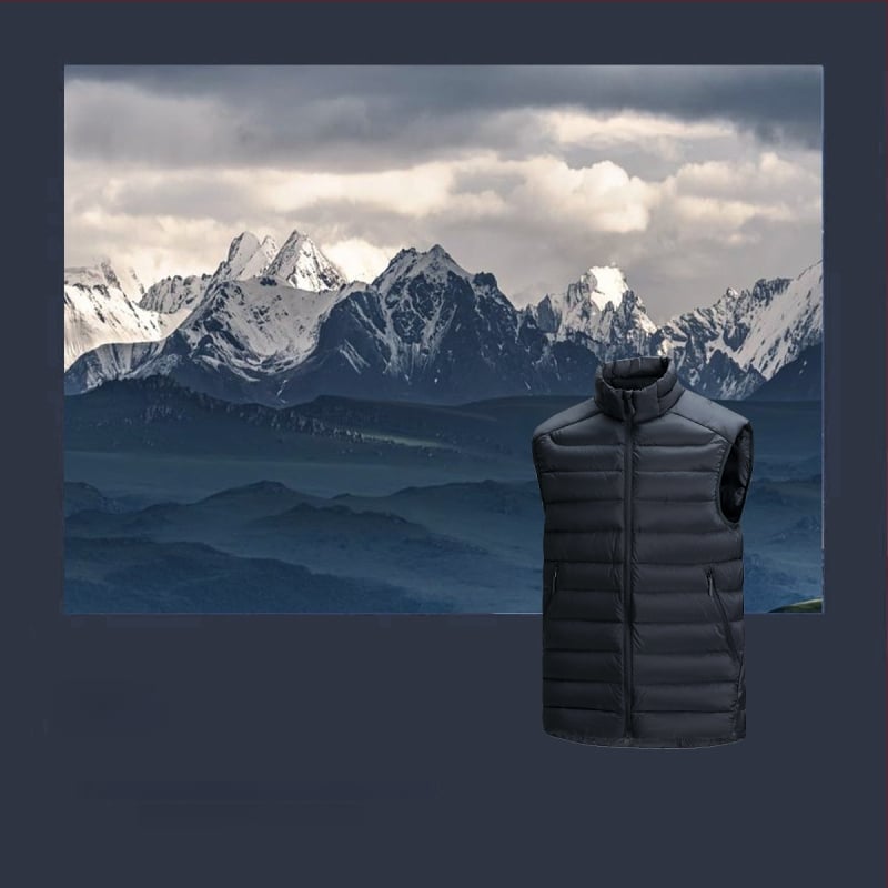 Εξωτερικό γιλέκο από πούπουλα με όρθιο γιακά – ελαφρύ, με σχέδιο πλέγμα και γέμισμα από λευκό πάπιου