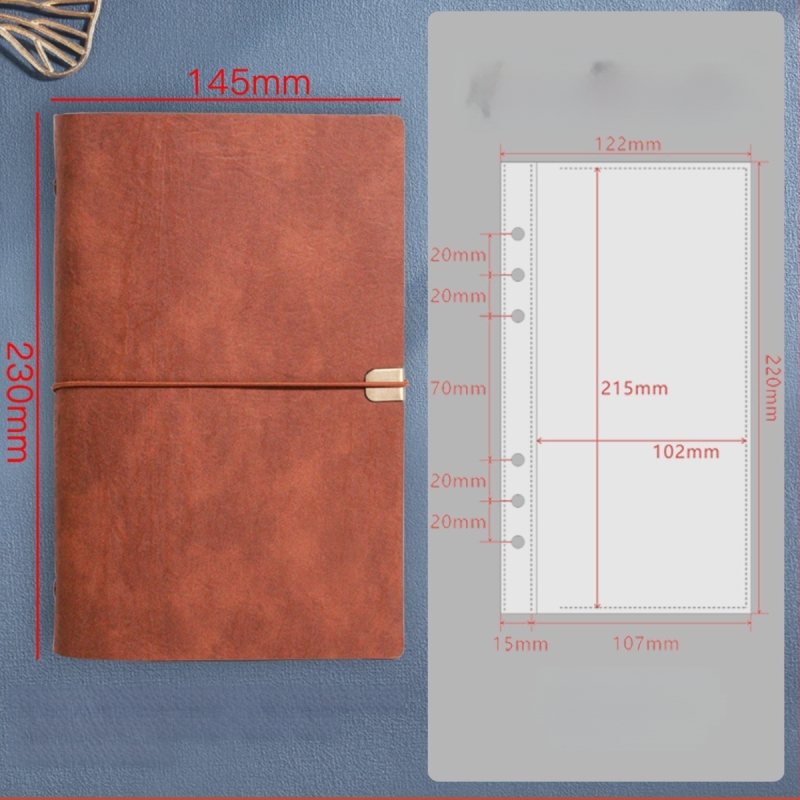 A5 színházi jegy és utazási tároló – hatszögű lyukas binder, PU bőr, testreszabás és logónyomtatás, engedélyezett magánmárka