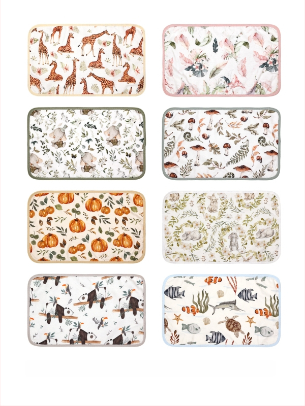 Μωρού μαξιλάρι από οκτώ στρώσεις γάζας από μπαμπού-βαμβάκι, στυλ καρτούν, κατάλληλο για βρέφη και νήπια.