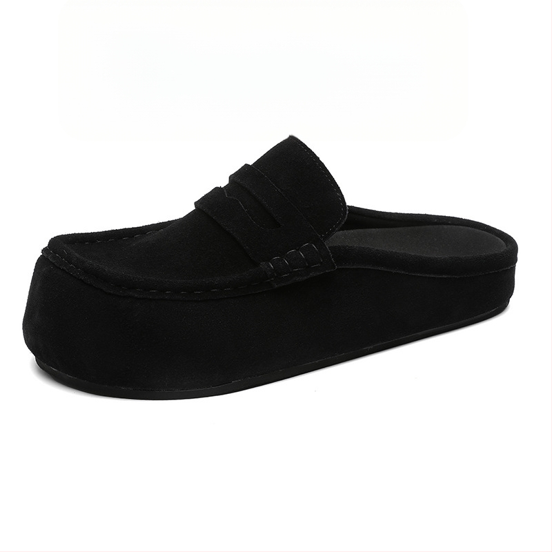 Ανδρικά παπούτσια πλατφόρμες με φαρδιά σόλα για αύξηση ύψους, σουέντ επάνω μέρος, καουτσούκ σόλα, κλείσιμο slip-on, casual στυλ, μοντέλο 92286