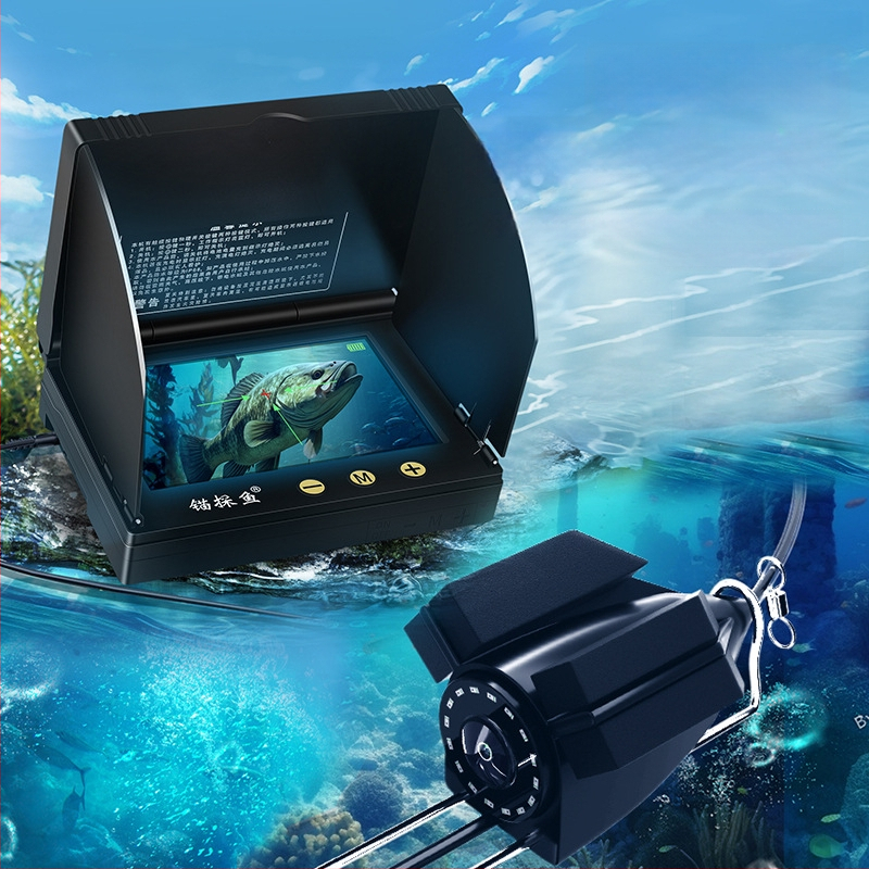 Подводен риболовен ехолот с HD камера и термочувствителна сонда, дълбочина 0.6–30 m, DC 10–18 V