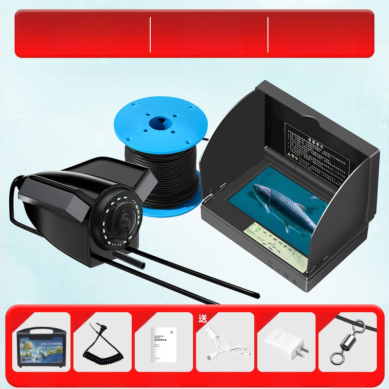 Подводен риболовен ехолот с HD камера и термочувствителна сонда, дълбочина 0.6–30 m, DC 10–18 V