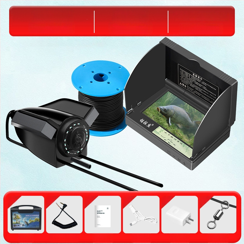 Подводен риболовен ехолот с HD камера и термочувствителна сонда, дълбочина 0.6–30 m, DC 10–18 V