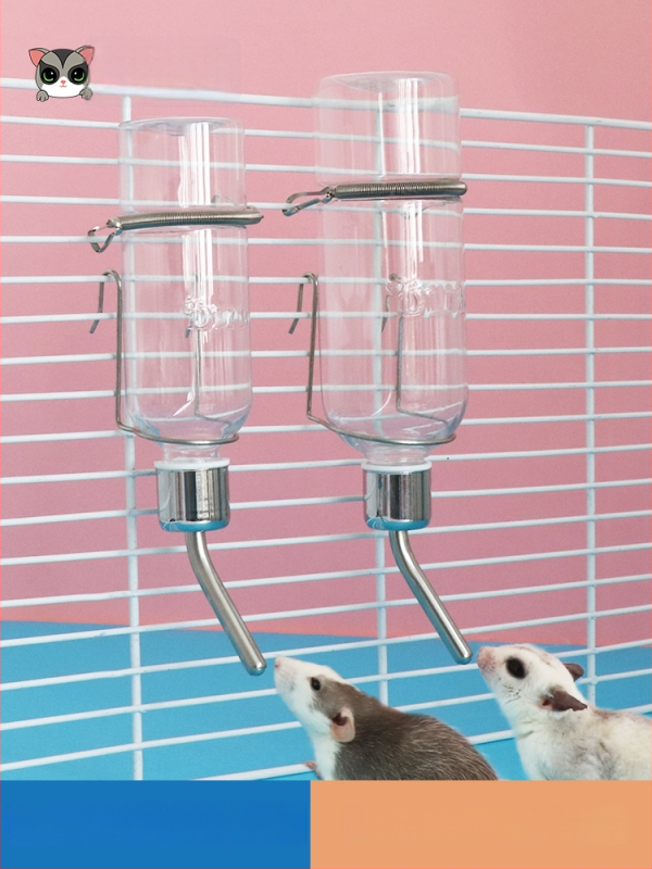 Стъклена бутилка за пиене за малки животни със топков клапан – подходяща за хамстери, морски зайци и шиншили