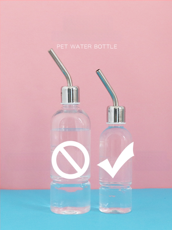 Стъклена бутилка за пиене за малки животни със топков клапан – подходяща за хамстери, морски зайци и шиншили