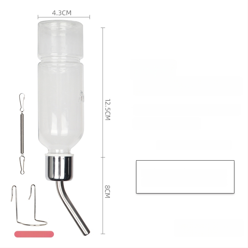 Стъклена бутилка за пиене за малки животни със топков клапан – подходяща за хамстери, морски зайци и шиншили