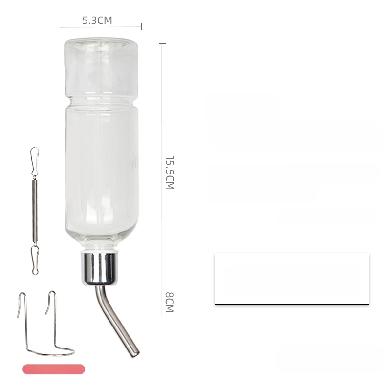 Стъклена бутилка за пиене за малки животни със топков клапан – подходяща за хамстери, морски зайци и шиншили