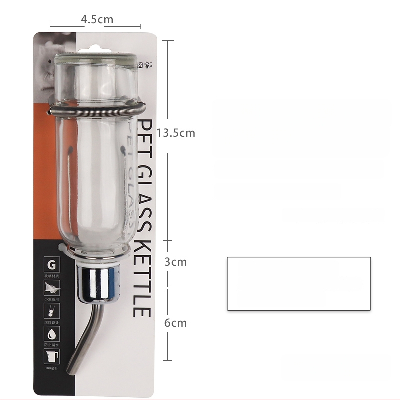 Стъклена бутилка за пиене за малки животни със топков клапан – подходяща за хамстери, морски зайци и шиншили