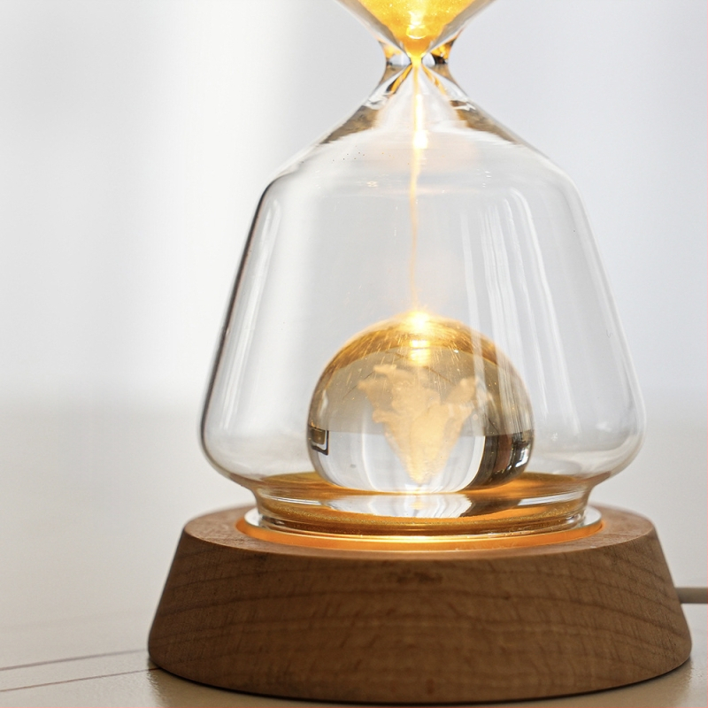 Clepsidră animală – 15 minute, model 3D, sticlă borosilicată suflată, lampă de noapte luminoasă pentru decorul casei
