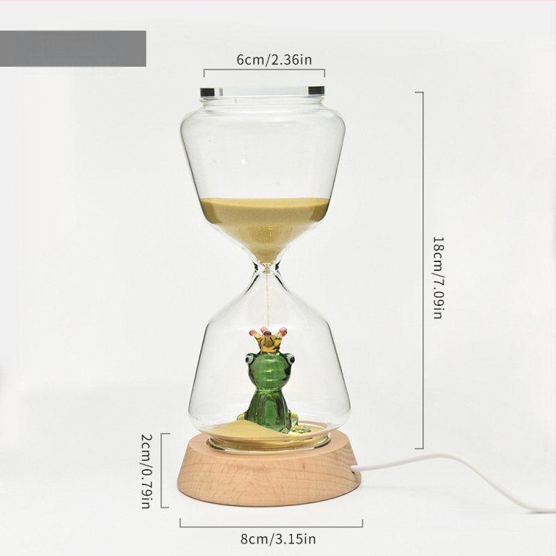 Clepsidră animală – 15 minute, model 3D, sticlă borosilicată suflată, lampă de noapte luminoasă pentru decorul casei