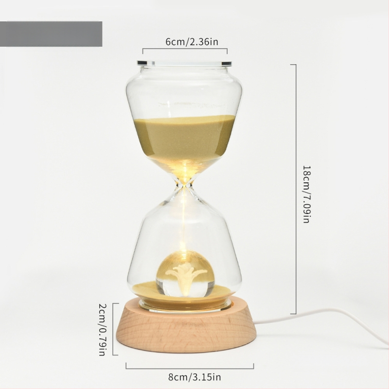 Clepsidră animală – 15 minute, model 3D, sticlă borosilicată suflată, lampă de noapte luminoasă pentru decorul casei
