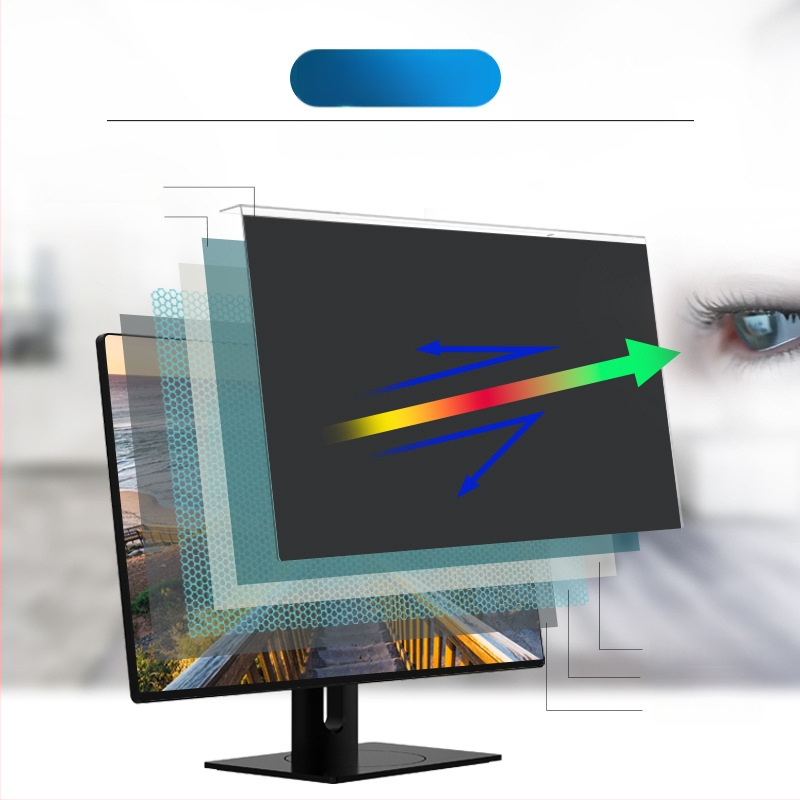 Függő magánélet-panel számítógép-monitorokhoz; kékfény elleni magánéletvédő film; anyag: szilikon-PET; bevonati folyamat; alkalmas asztali és hordozható monitorokra