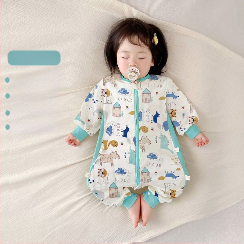 Dječji spavaći vreć za bebe od pamučne gaze, za sve sezone, unisex, s odijeljenim nogama, antibakterijski, Klasa A