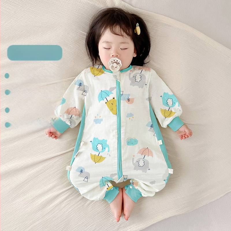 Dječji spavaći vreć za bebe od pamučne gaze, za sve sezone, unisex, s odijeljenim nogama, antibakterijski, Klasa A