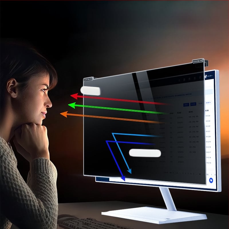 Számítógéphez tartó magánéletvédelmi képernyő függő rögzítéssel — Anti-Peep, kékfény-szűrő, asztali számítógép és laptop számára