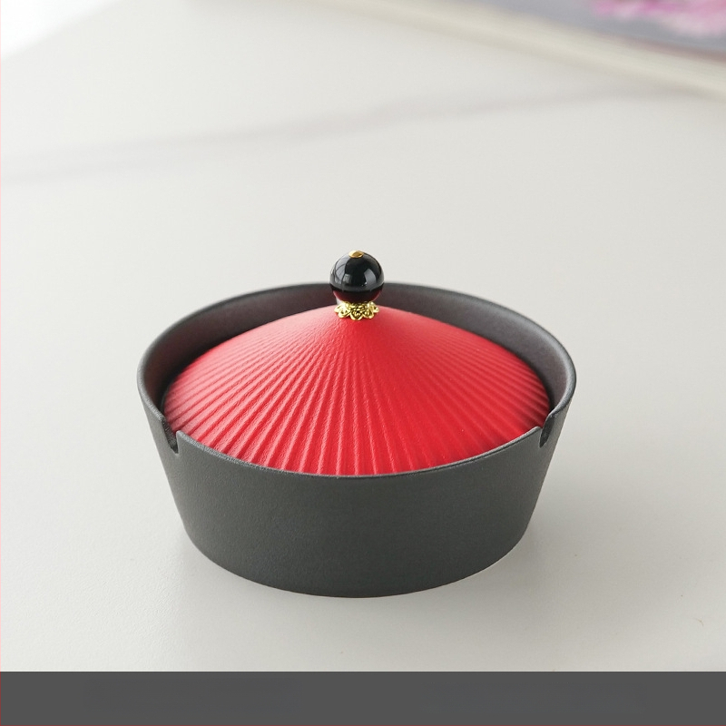 Κεραμικός τασάκι με καπάκι, ρετρό-μοντέρνο στυλ, κατάλληλο για οικία και γραφείο (Υλικά: κεραμικά; Στυλ: μοντέρνο τέχνης; Βάρος: 800 g; Εκτύπωση λογοτύπου: Διαθέσιμη; Ποιότητα: Α' τάξη)