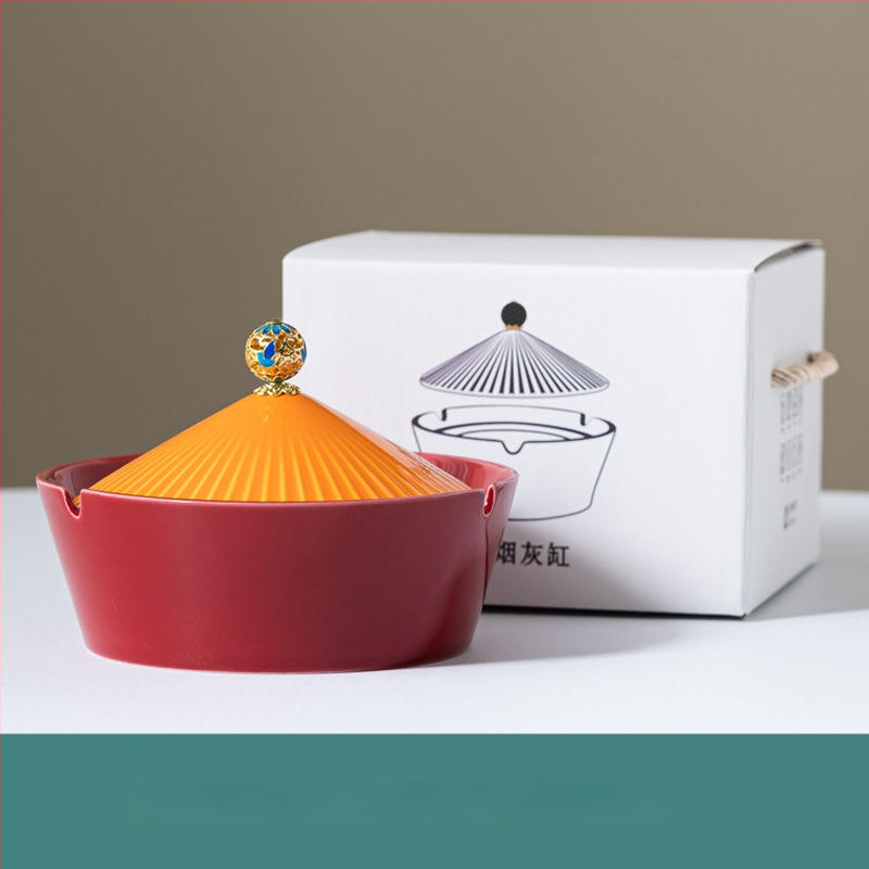 Κεραμικός τασάκι με καπάκι, ρετρό-μοντέρνο στυλ, κατάλληλο για οικία και γραφείο (Υλικά: κεραμικά; Στυλ: μοντέρνο τέχνης; Βάρος: 800 g; Εκτύπωση λογοτύπου: Διαθέσιμη; Ποιότητα: Α' τάξη)