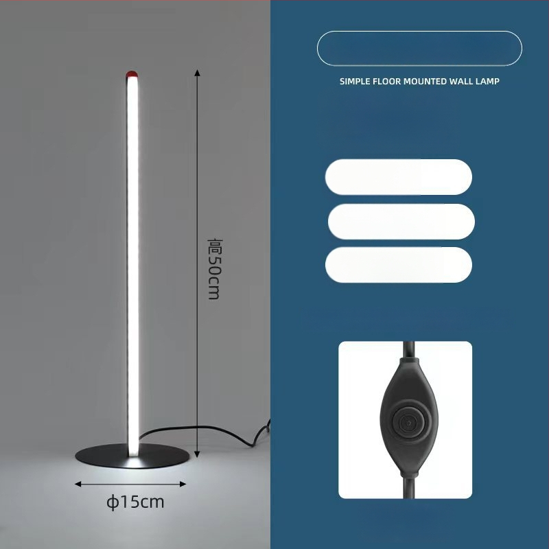 Állólámpa LED, nordikus minimalista design nappali vagy hálószoba számára, 50 LED, alumínium test, policarbonát árnyékoló, távirányító