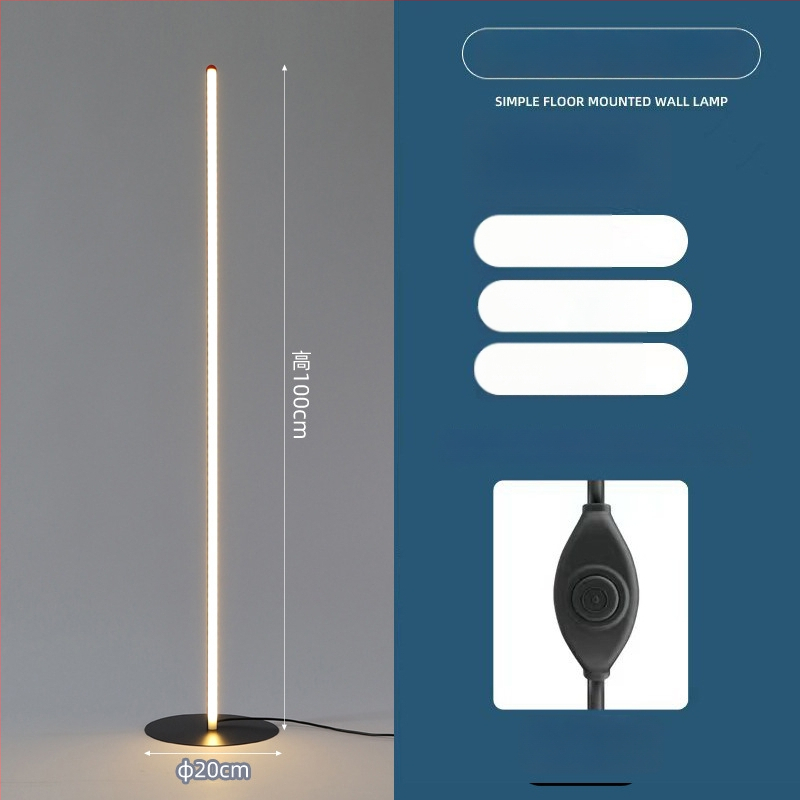 Állólámpa LED, nordikus minimalista design nappali vagy hálószoba számára, 50 LED, alumínium test, policarbonát árnyékoló, távirányító