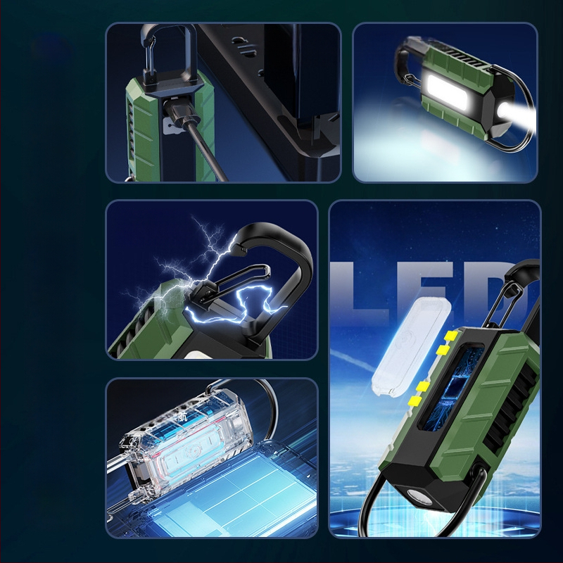 Φακός LED μπρελόκ — επαναφορτιζόμενος, υπερφωτεινός, μαγνητικός, μίνι εξωτερικός φάρος για κατασκήνωση, μπαταρία 400 mAh