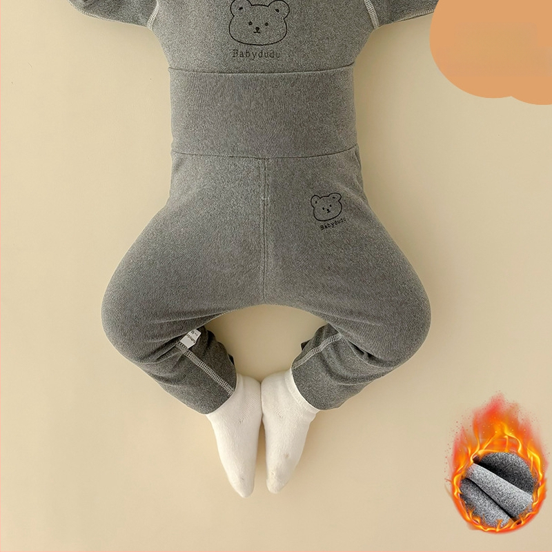 Hlače za bebe za jesen i zimu, visok struk, tople fleecirane, unisex, za novorođenčad