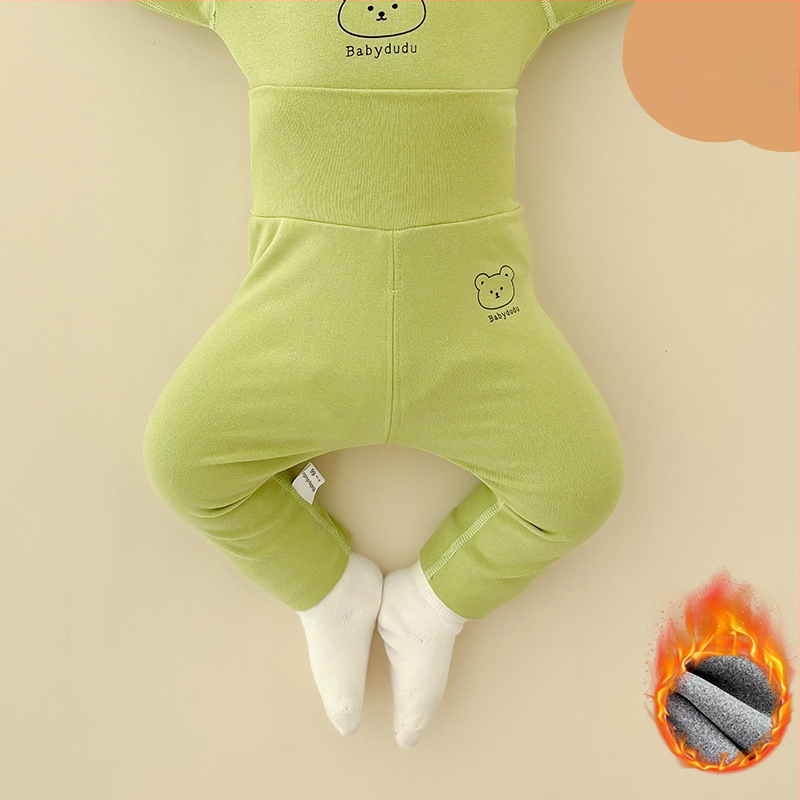 Hlače za bebe za jesen i zimu, visok struk, tople fleecirane, unisex, za novorođenčad