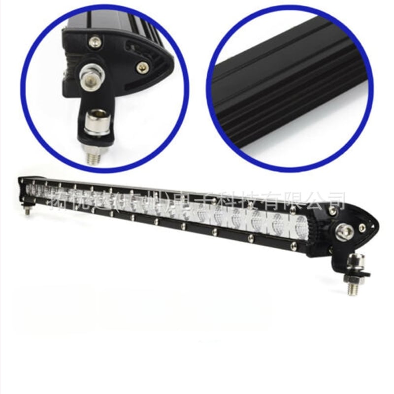 Autó LED-szalag világítás – alumíniumötvözet ház, bemenet 9–60V, teljesítmény 18–72W, fényáram 1100–3500 lm, élettartam 20000 h, egysoros munkafény