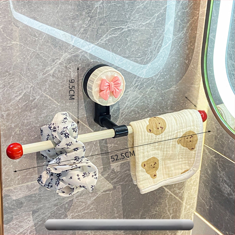 Πλαστικός κρεμάστρας πετσετών με βεντούζα, χωρίς διάτρηση, μονή ράγα μπάνιου, αποθηκευτικός χώρος, με δυνατότητα προσαρμογής