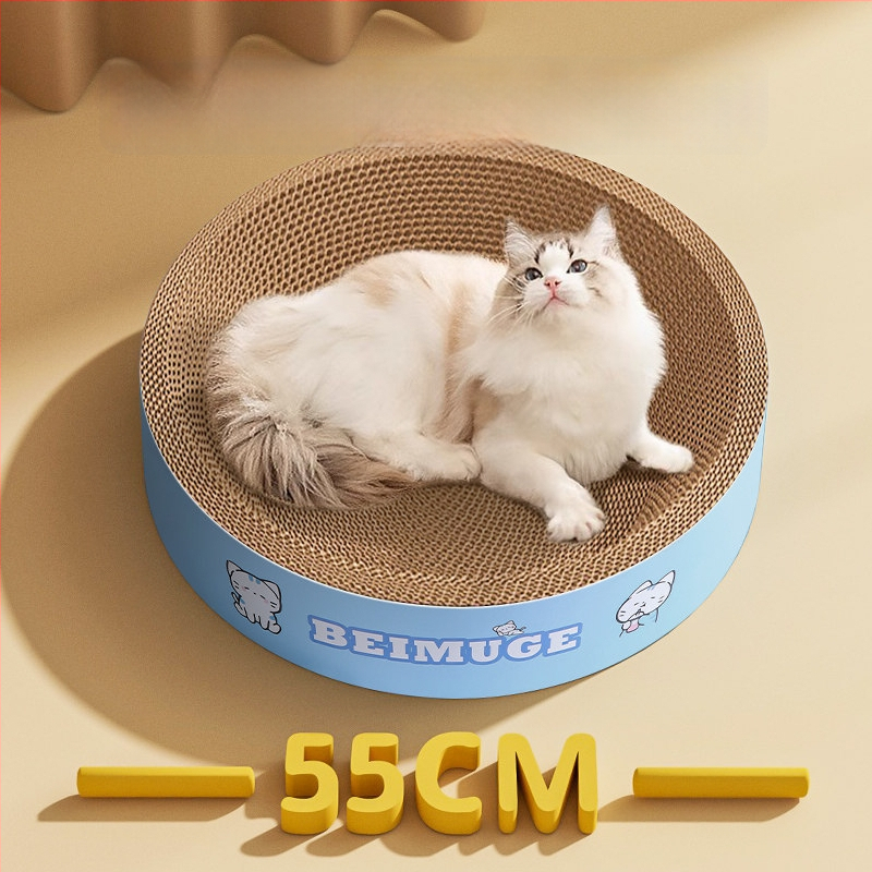 Ολοκληρωμένο κρεβάτι-σανίδα γρατσουνίσματος γάτας, στρογγυλό χαρτόνι από κυματοειδές χαρτί, ανθεκτικό και χωρίς σχίσιμο ινών, επιφάνεια ακονίσματος νυχιών