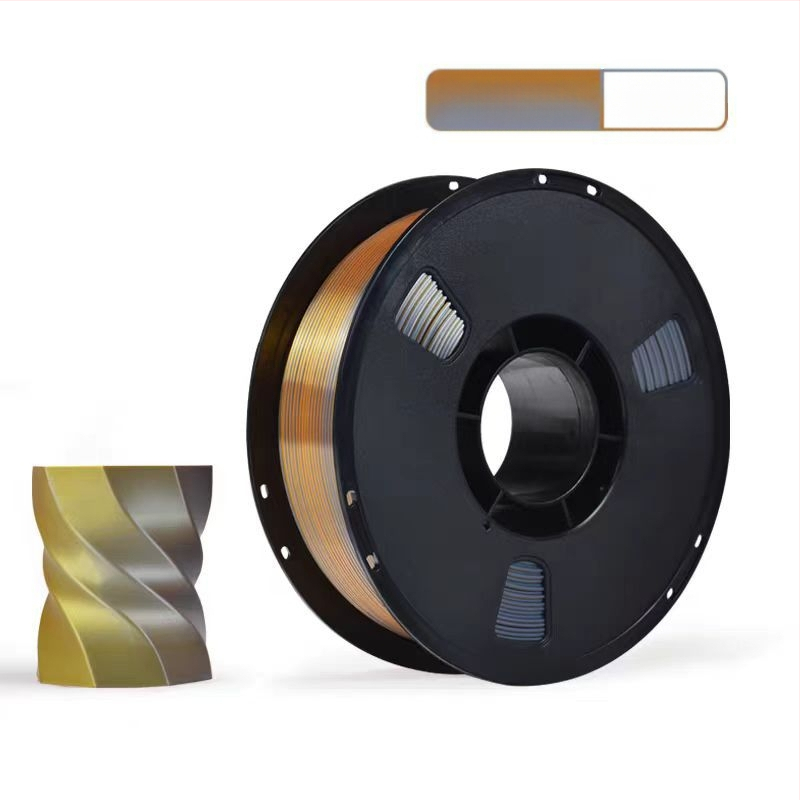 Νήμα PLA Silk για εκτύπωση 3D με μεταξωτή υφή; συμβατό με εκτυπωτές FDM 3D; υλικό: PLA Silk; ακρίβεια εκτύπωσης: ±0,02 mm; βάρος: 1 kg