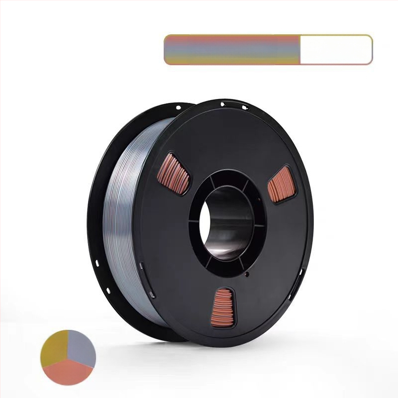 Νήμα PLA Silk για εκτύπωση 3D με μεταξωτή υφή; συμβατό με εκτυπωτές FDM 3D; υλικό: PLA Silk; ακρίβεια εκτύπωσης: ±0,02 mm; βάρος: 1 kg