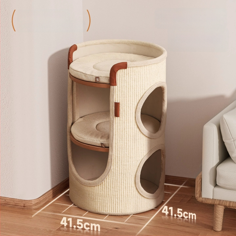 Hoopet котешка катерачна рамка — компактно гнездо за малки котки, двуетажна конструкция, от сизал