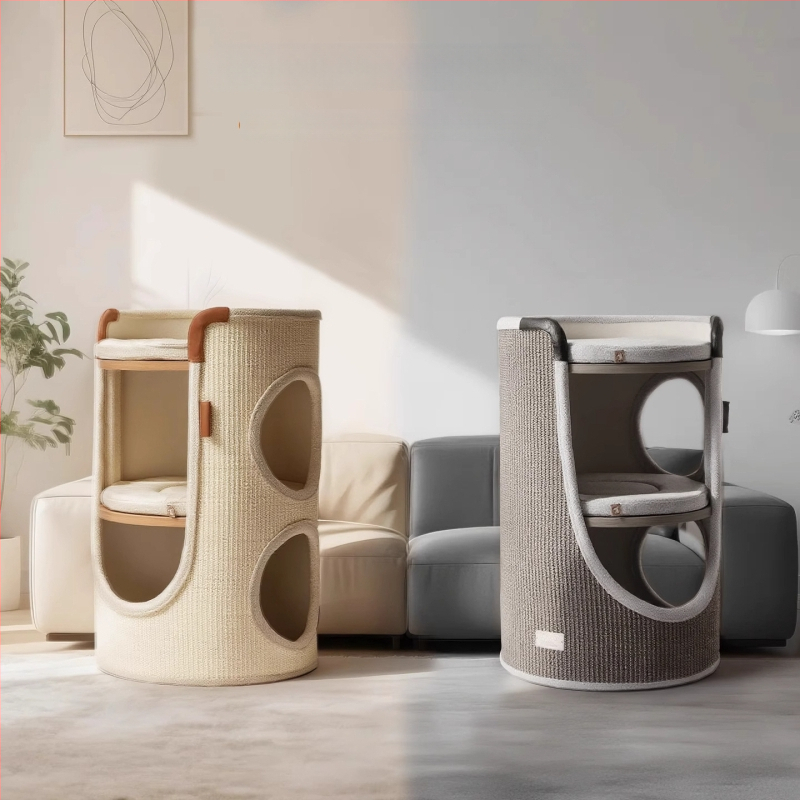 Hoopet котешка катерачна рамка — компактно гнездо за малки котки, двуетажна конструкция, от сизал