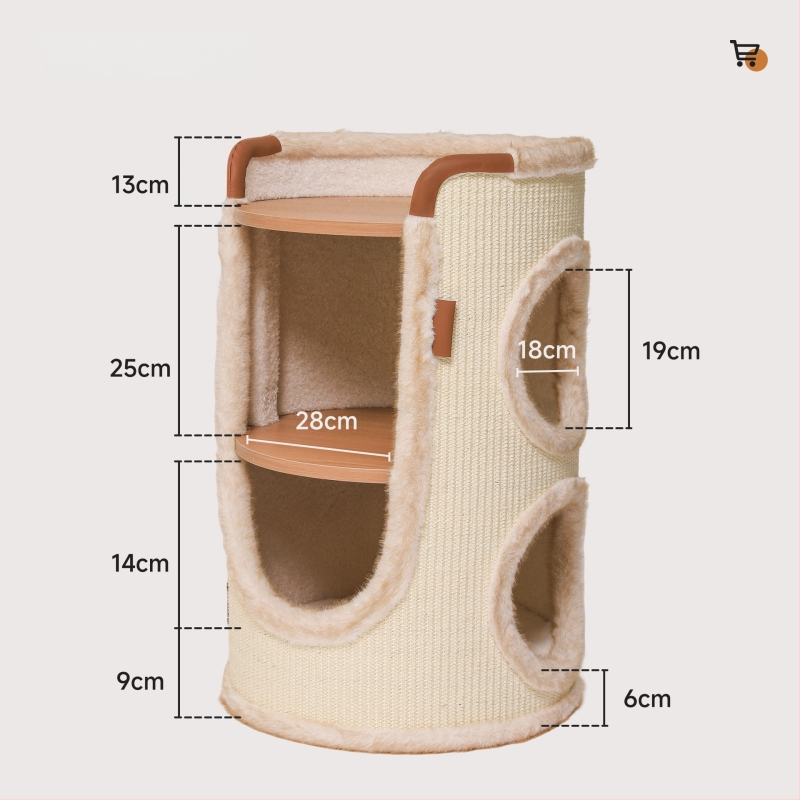 Hoopet котешка катерачна рамка — компактно гнездо за малки котки, двуетажна конструкция, от сизал