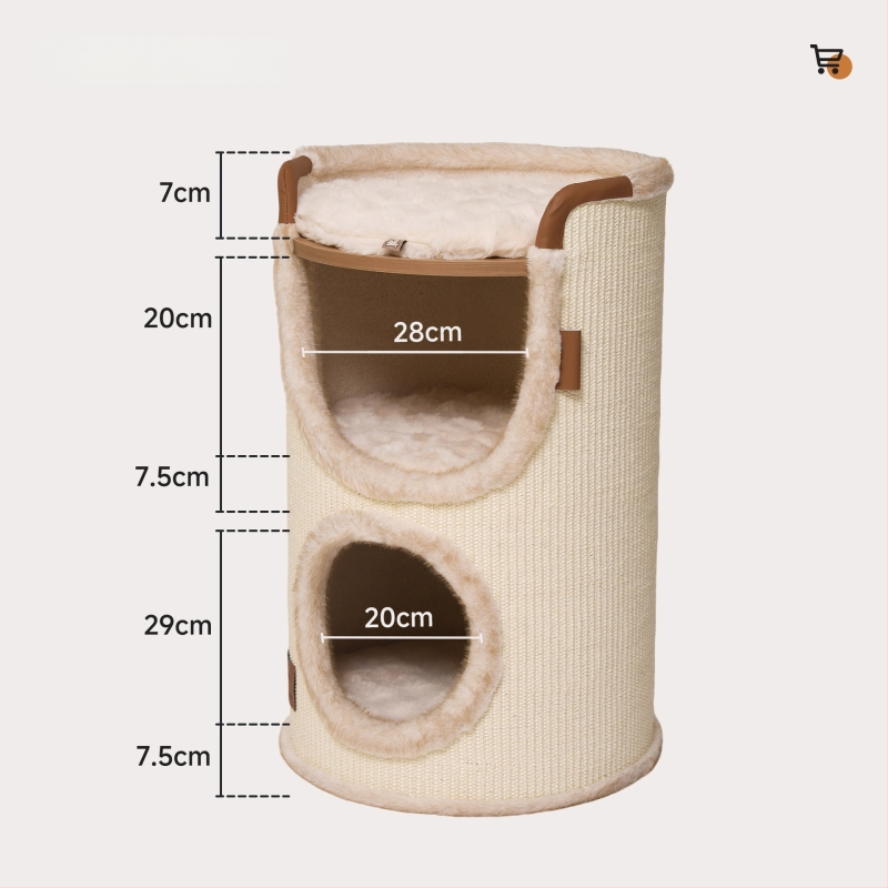 Hoopet котешка катерачна рамка — компактно гнездо за малки котки, двуетажна конструкция, от сизал