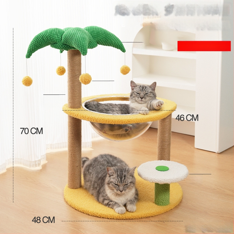 Котешко дърво за катерене с интегрирана котешка къщичка, материал сизал, марка Cute Xiao Ai, модел PJ--886, стил прост