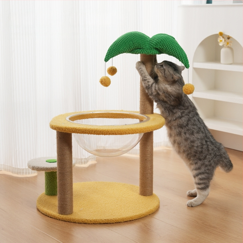 Котешко дърво за катерене с интегрирана котешка къщичка, материал сизал, марка Cute Xiao Ai, модел PJ--886, стил прост