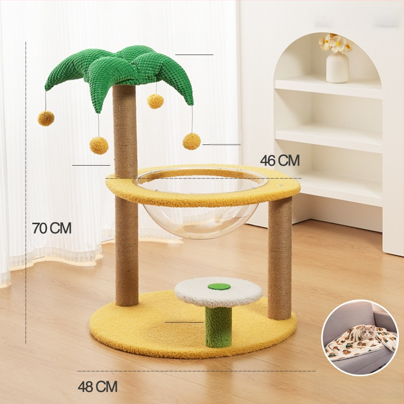 Котешко дърво за катерене с интегрирана котешка къщичка, материал сизал, марка Cute Xiao Ai, модел PJ--886, стил прост
