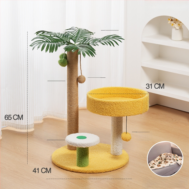 Котешко дърво за катерене с интегрирана котешка къщичка, материал сизал, марка Cute Xiao Ai, модел PJ--886, стил прост