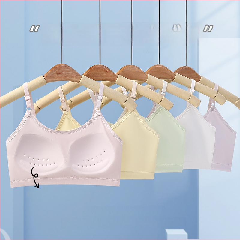 Razvojni grudnjak-Top za djevojčice 12–15 godina, puna šalica, tanke oblikovane šalice s pjenu, Ice Silk/Nylon tkanina, fiksne dvostruke naramenice, prozračno i udobno