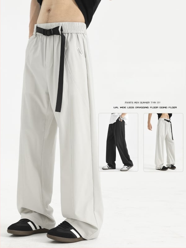 Unisex nohavice v americkom štýle s dekonštruovaným patchworkom, s vstavaným opaskom a gombom, voľný rovný strih, polyester 92%, jeseň 2025