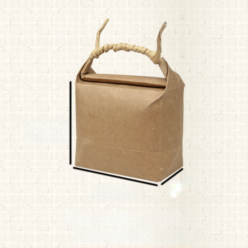 Sac de cadouri din hârtie kraft, stil retro, tăiere prin matriță și lipire; specificație: sac de orez