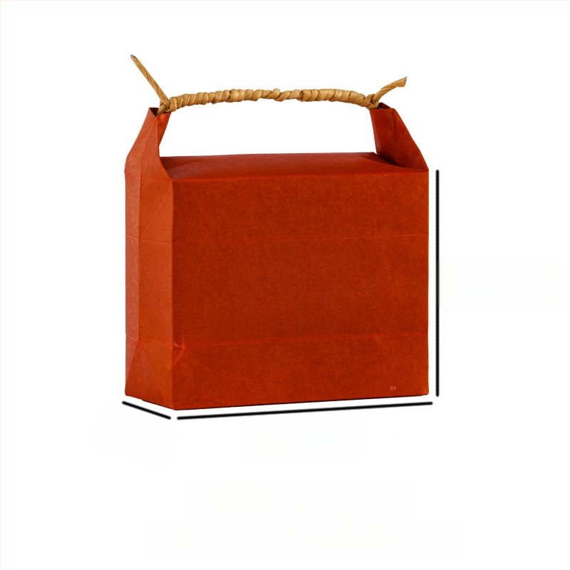 Sac de cadouri din hârtie kraft, stil retro, tăiere prin matriță și lipire; specificație: sac de orez