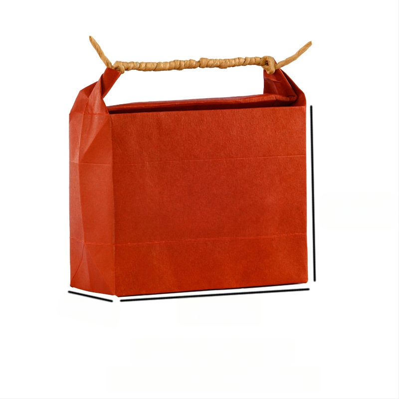 Sac de cadouri din hârtie kraft, stil retro, tăiere prin matriță și lipire; specificație: sac de orez