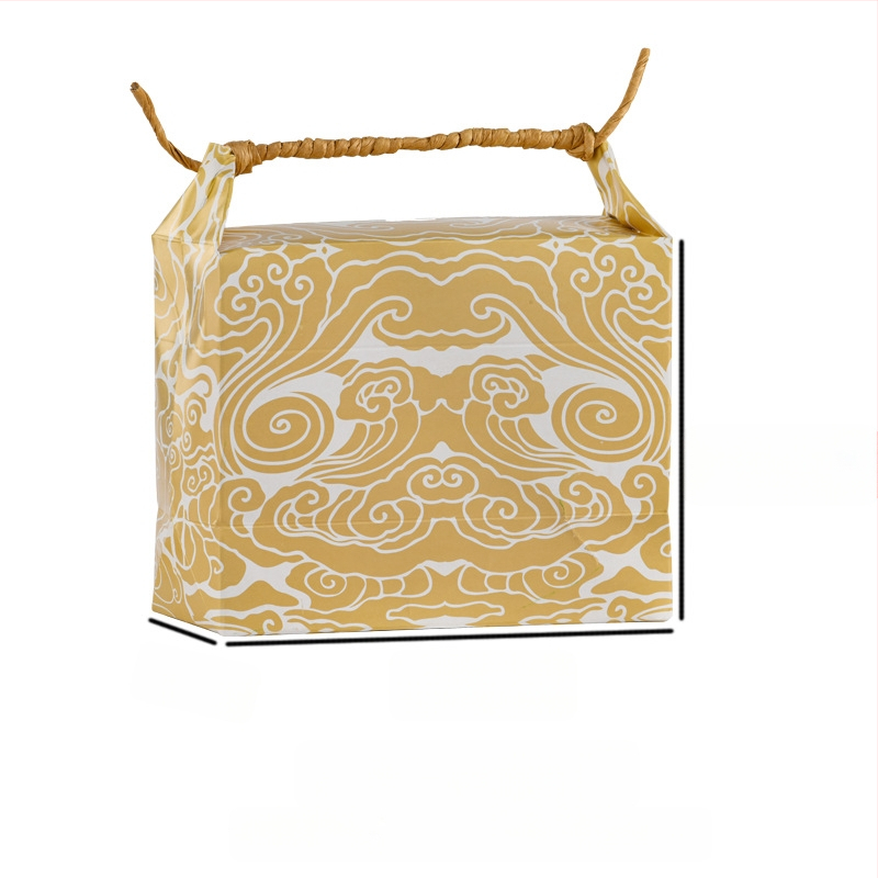 Sac de cadouri din hârtie kraft, stil retro, tăiere prin matriță și lipire; specificație: sac de orez