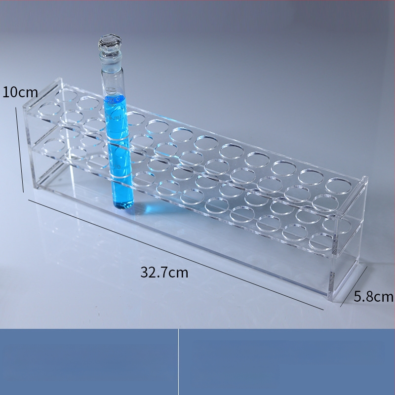 Γυάλινο στήριγμα σωληναρίων χρωματομετρίας για σωληνάρια 10/25/50/100 mL, 6–30 οπές, μονή ή διπλή σειρά